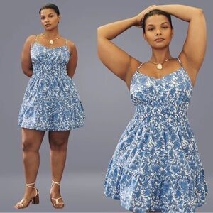 Anthropologie Blue and White Mini Dress